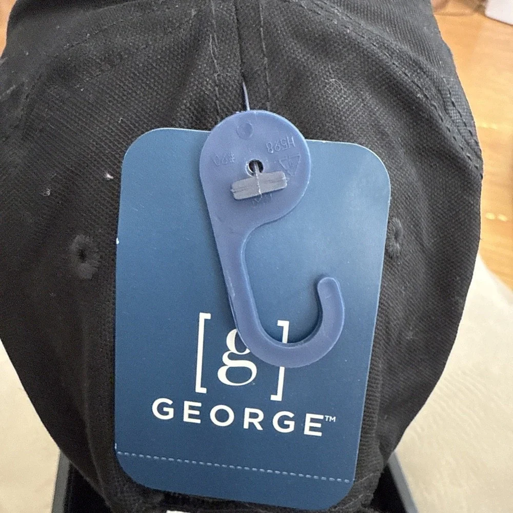 George Pocket Hat, Strapback Hat Black‎ Adjustable 6 Panel Structured NWT 4670
